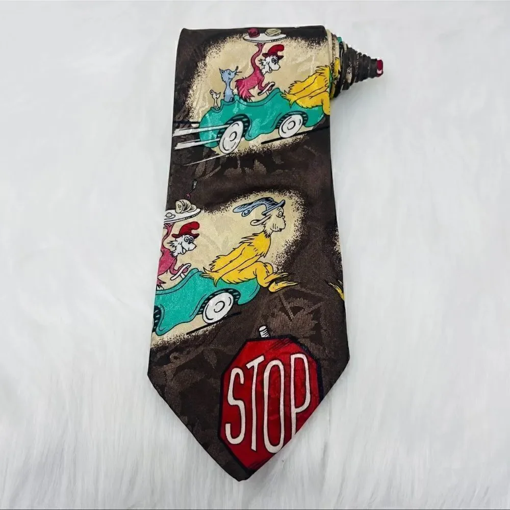 City Man Men's Dr. Seuss Green Eggs & Ham Sam I am Novelty Necktie in EUC